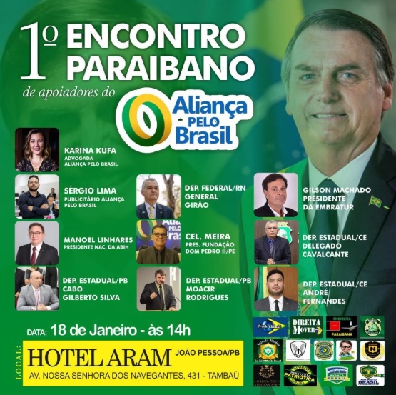 Encontro Paraibano reúne apoiadores do “Aliança pelo Brasil”  neste sábado em João Pessoa