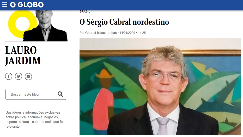 O Sérgio Cabral nordestino, diz jornalista de O Globo com Ricardo Coutinho