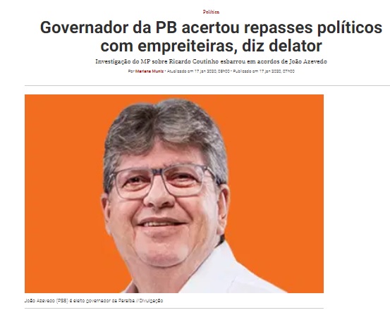 NA VEJA : Governador da PB acertou repasses políticos com empreiteiras, diz delator