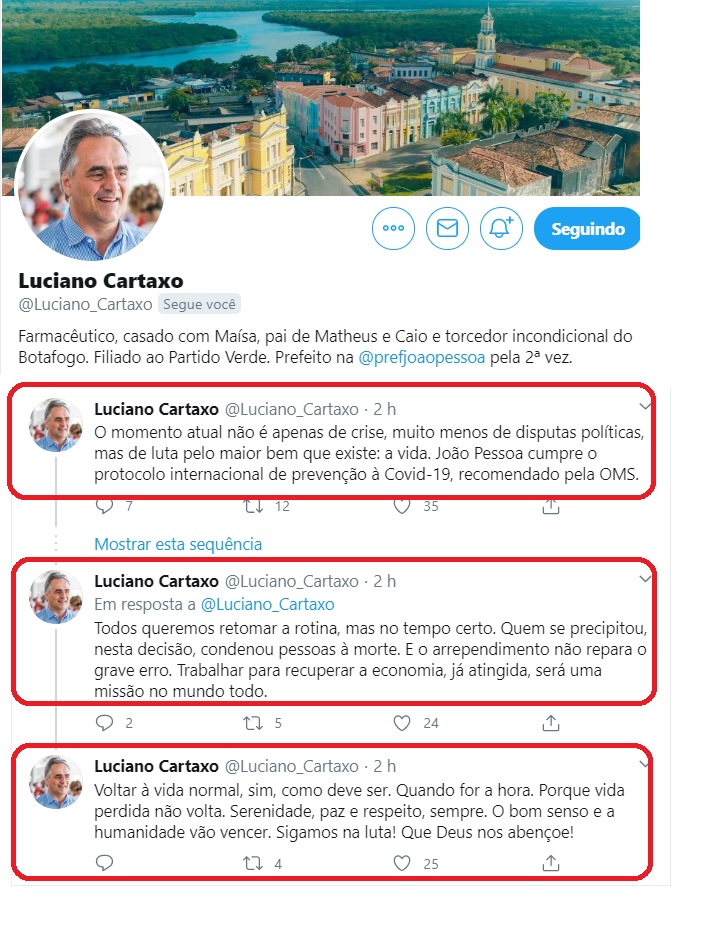 SALVAR VIDAS – Cartaxo defende isolamento social em defesa da vida e critica manifestações : “o bom senso e a humanidade vão vencer”