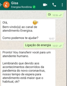 Energisa disponibiliza meios de atendimento aos clientes, sem que precisem sair de casa