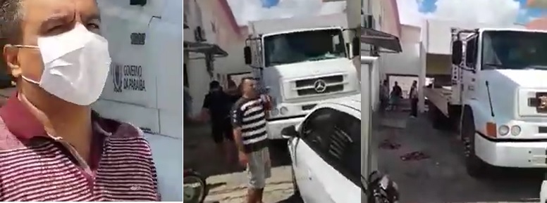 VEJA VÍDEO – Governo manda retirar equipamentos de Hospital de Taperoá e prefeito coloca carro na frente para evitar saída de caminhão com camas