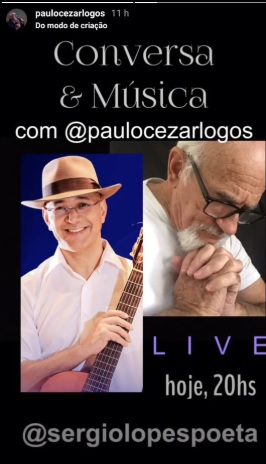 CONVERSA E MÚSICA  – Live de Sérgio Lopes e Paulo Cézar, nesta terça-feira, às 20h
