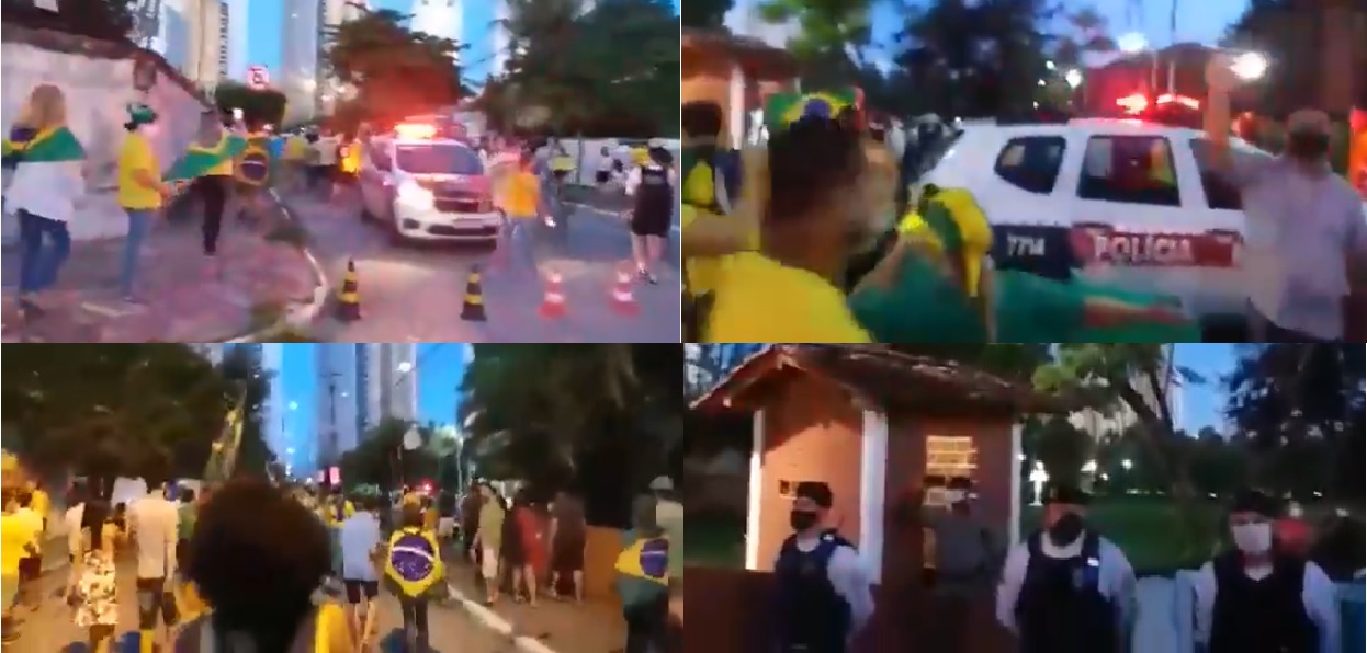 VEJA VÍDEO, NESTE DOMINGO – Governo manda polícia militar interditar trechos ao redor da Granja mas manifestantes deixam carros, vão a pé e protestam em frente a residência oficial do governador João Azevedo