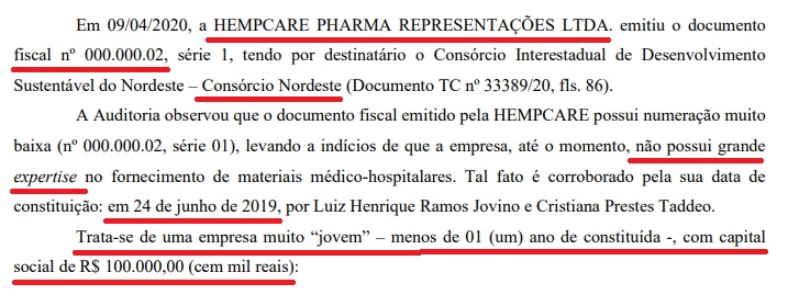 Empresa que recebeu R$ 49 milhões do Consórcio Nordeste e não entregou respiradores, tem menos de 1 ano, capital social de apenas R$ 100 mil, e não tem expertise em material hospitalar, revela auditoria do TCE