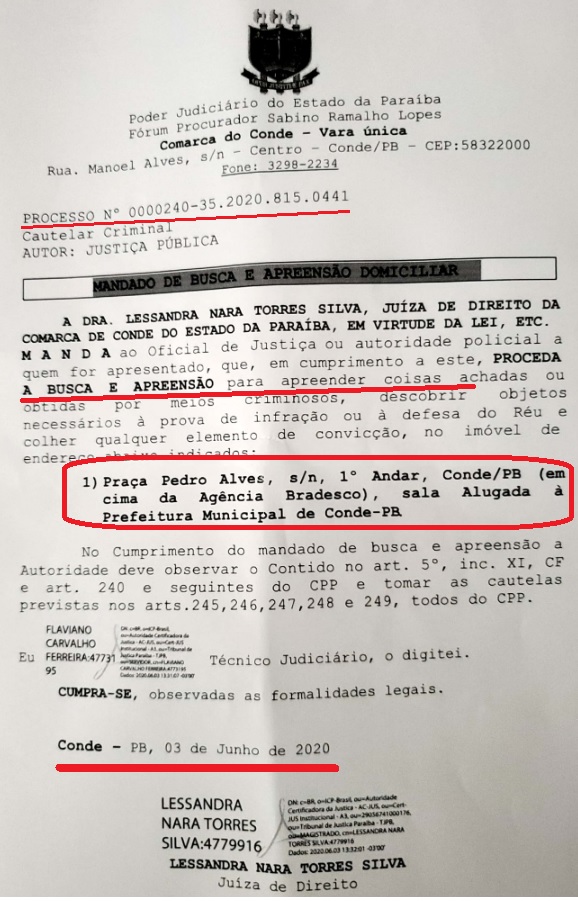 URGENTE !  Por ordem da Justiça, Polícia cumpre mandado de busca e apreensão em prédio da Prefeitura de Conde