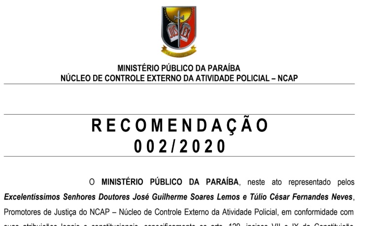 MP cita lei de abuso de autoridade e recomenda polícias para não efetuarem prisões de cidadãos durante barreira sanitária e fiscalização nas ruas