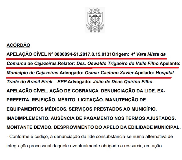 CALOTE NÃO – Justiça determina que Prefeitura de Cajazeiras pague R$ 25 mil, valor que deve à empresa contratada para manutenção em equipamentos médicos em Policlínica