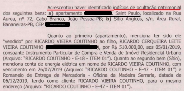 INVESTIGAÇÃO CALVÁRIO -Força-Tarefa aponta indícios de ocultação de bens de Ricardo Coutinho em relação a apartamento na praia do Cabo Branco “vendido” ao filho Rico Coutinho por R$ 500 mil, e sítio em Bananeiras