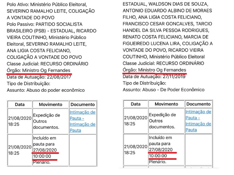 VEJA DOCUMENTO – TSE publica pauta de julgamento e Aijes que pedem inelegibilidade de Ricardo Coutinho são as primeiras da sessão da próxima 5ª feira, às 10h