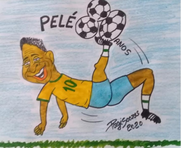 CHARGE DO DIA – Régis Soares, o artista das charges, e sua homenagem ao artista do futebol Pelé, pelo seu aniversário de 80 anos