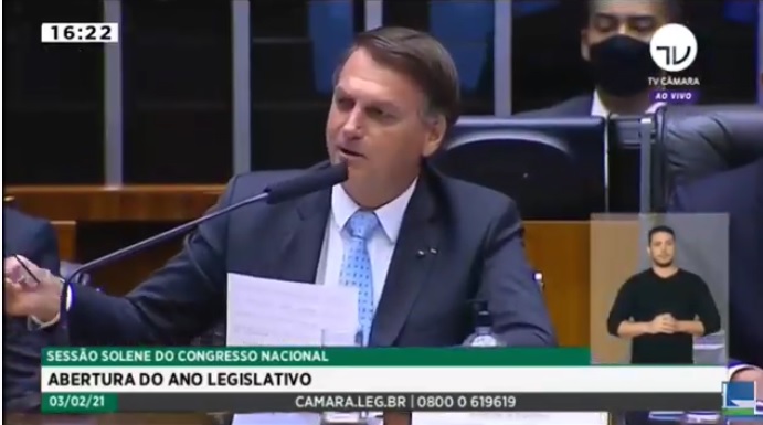 VÍDEO – Durante discurso no Congresso Nacional presidente Bolsonaro responde provocação de oposicionista, “Nos encontramos em 22”