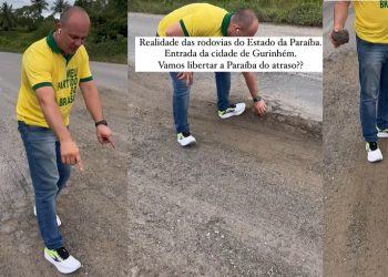 VÍDEO- Deputado Cabo Gilberto mostra péssimas condições do asfalto na rodovia de acesso a Gurinhém