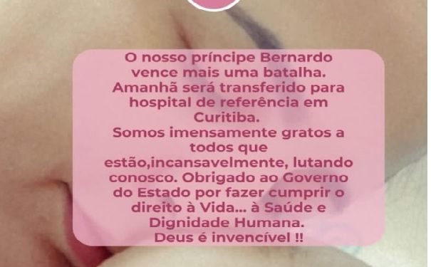 Após apelo, mãe comemora transferência de bebê e agradece envolvimento na luta pela vida