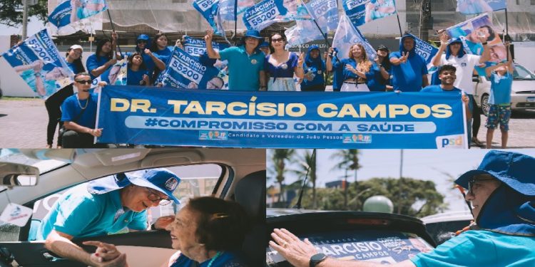 Candidatura de Dr Tarcísio Campos ganha às ruas com adesivaço no Bessa, em frente ao Clube dos Médicos