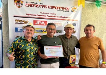 Samuka Duarte é homenageado pela ACEP, destaca papel dos cronistas esportivos e importância de apoio a categoria